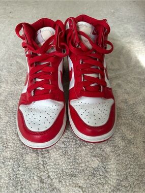 Nike Kids Red and White High-Top Sneakers